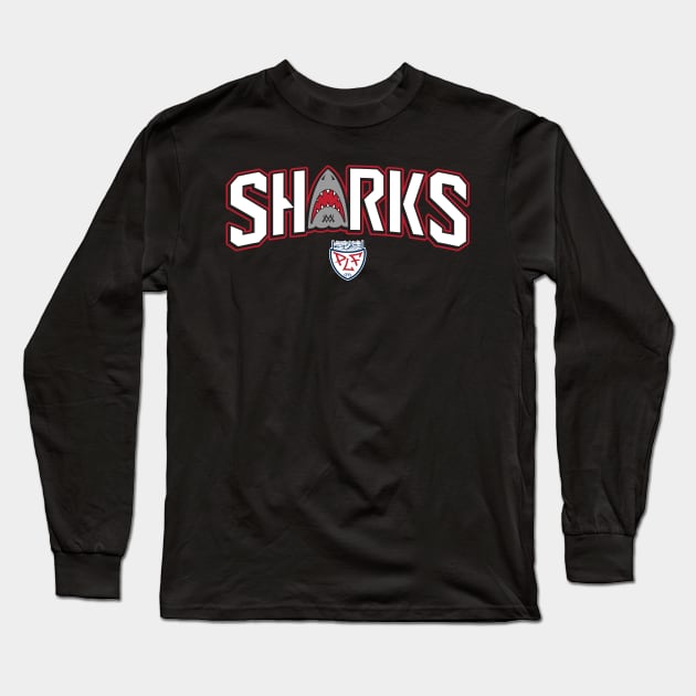 Sharks Word Mark Long Sleeve T-Shirt by Summo13